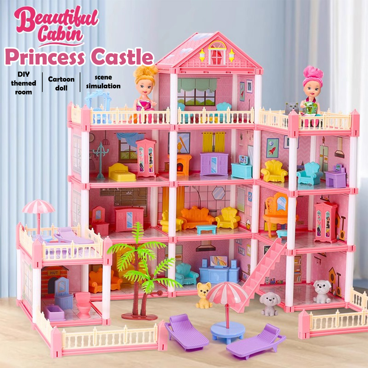 Philodendron Pink Princess - Rumah Boneka Anak Perempuan Mainan 3D