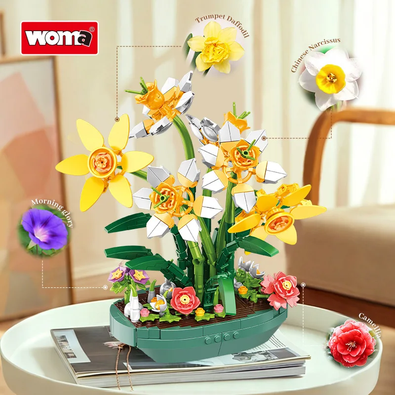 Plant Parent Yearly - Bunga Daffodil Simulasi dari Blok Bangunan,