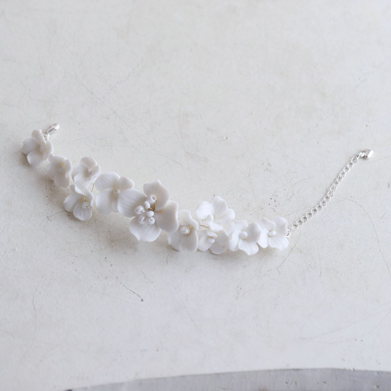 Snake Plant Ceramic - Gelang bunga porselen putih buatan tangan