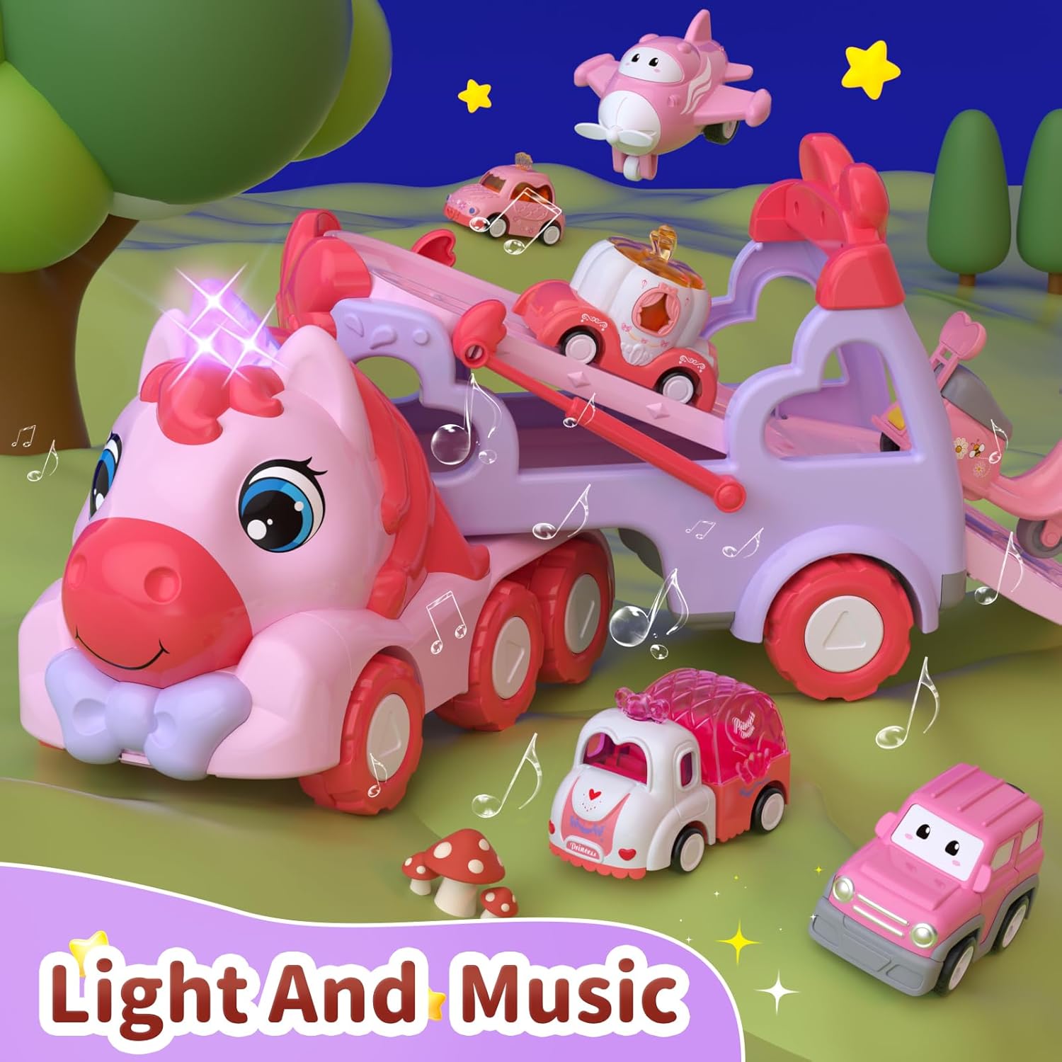 Philodendron Pink Princess - Truk Pengangkut Mainan Unicorn untuk Anak